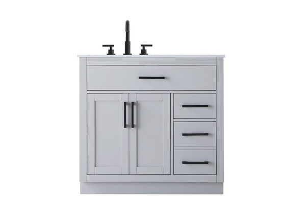 Kitchen And Bath Vanity Cabinet 2Dr3Dw 36 W X 22 D X 35 H Grey Vf29736Gr