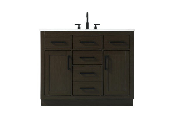Kitchen And Bath Vanity Cabinet 2Dr5Dw 42 W X 22 D X 35 H Mocha Brown Vf29742Mmb