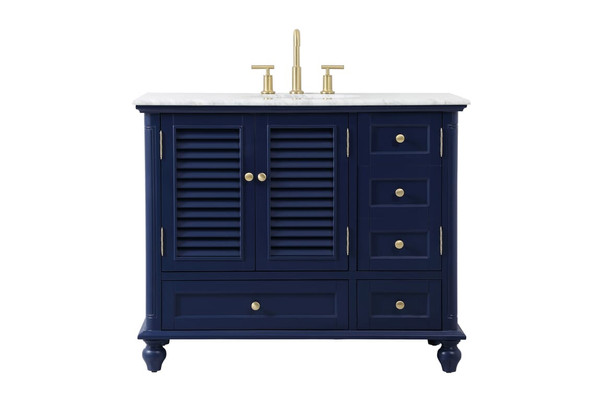 Kitchen And Bath 42 Inch Single Bathroom Vanity In Blue Vf30542Bl