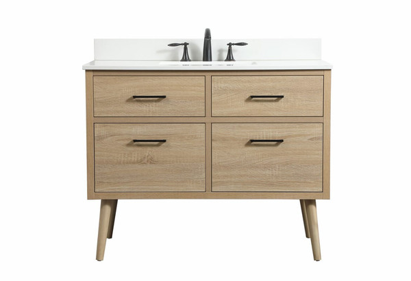 Kitchen And Bath 42 Inch Single Bathroom Vanity In Mango Wood With Backsplash Vf41042Mw Bs