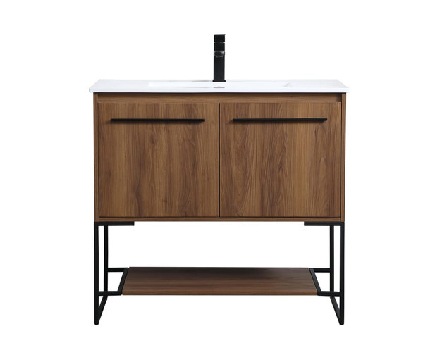 Kitchen And Bath 36 Inch Single Bathroom Vanity In Walnut Brown Vf42036Wb