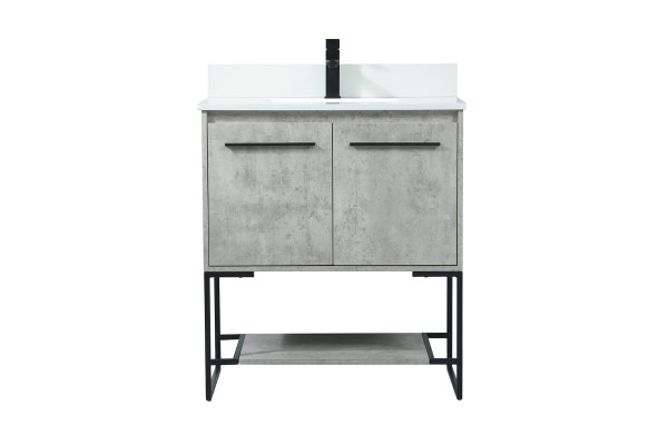 Kitchen And Bath 30 Inch Single Bathroom Vanity In Concrete Grey With Backsplash Vf42530Mcg Bs