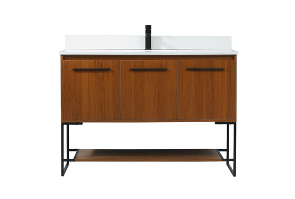 Kitchen And Bath 48 Inch Single Bathroom Vanity In Teak With Backsplash Vf42548Mtk Bs