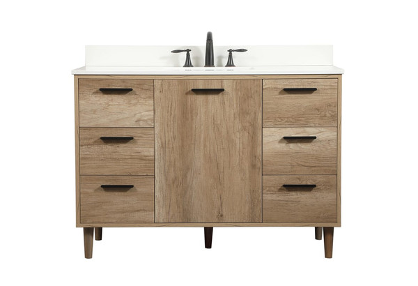 Kitchen And Bath 48 Inch Single Bathroom Vanity In Natural Oak With Backsplash Vf47048Nt Bs