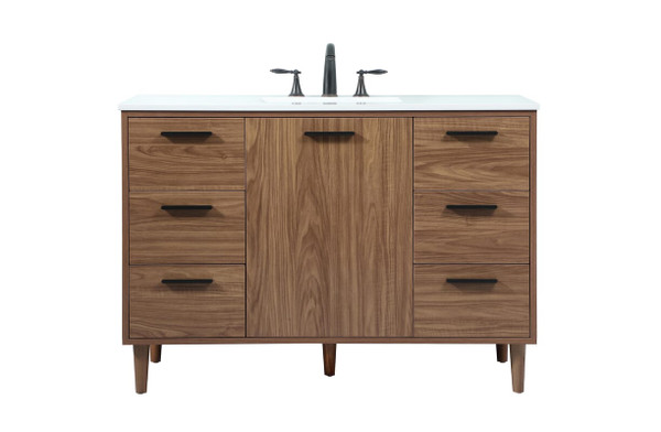 Kitchen And Bath 48 Inch Single Bathroom Vanity In Walnut Brown Vf47048Wb