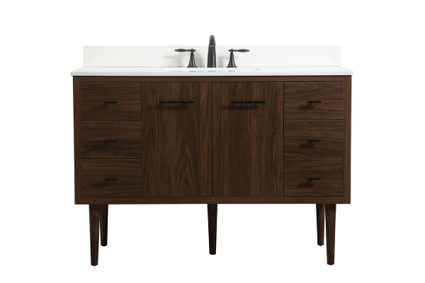 Kitchen And Bath 48 Inch Single Bathroom Vanity In Walnut With Backsplash Vf48048Mwt Bs