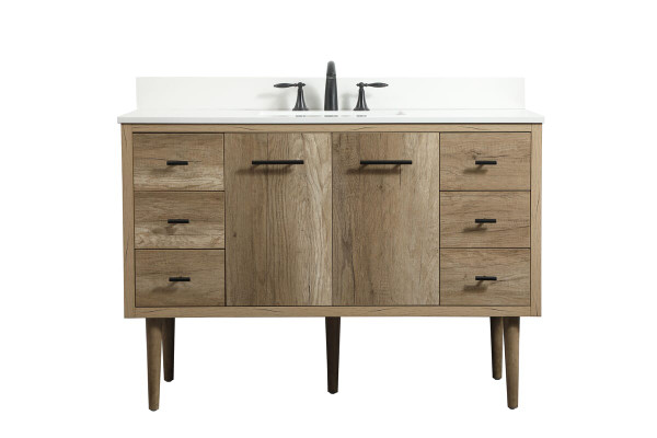 Kitchen And Bath 48 Inch Single Bathroom Vanity In Natural Oak With Backsplash Vf48048Nt Bs