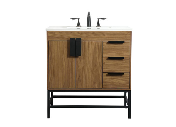 Kitchen And Bath 32 Inch Single Bathroom Vanity In Walnut Brown Vf48832Wb
