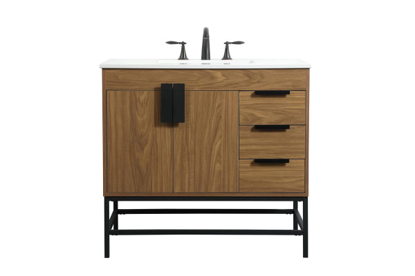 Kitchen And Bath 36 Inch Single Bathroom Vanity In Walnut Brown Vf48836Wb