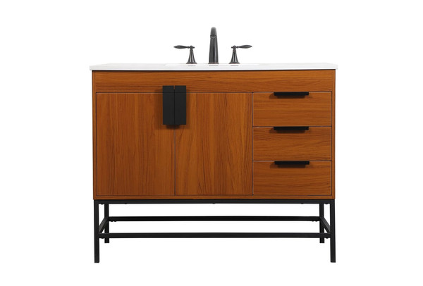 Kitchen And Bath 42 Inch Single Bathroom Vanity In Teak Vf48842Mtk