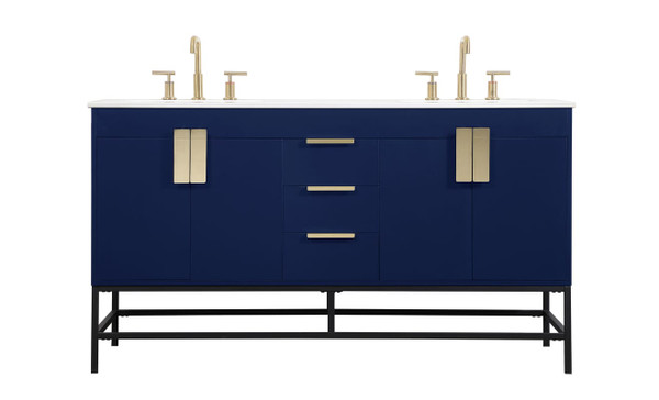 Kitchen And Bath 60 Inch Double Bathroom Vanity In Blue Vf48860Dmbl