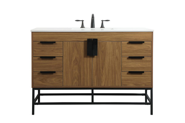 Kitchen And Bath 48 Inch Single Bathroom Vanity In Walnut Brown Vf488W48Wb
