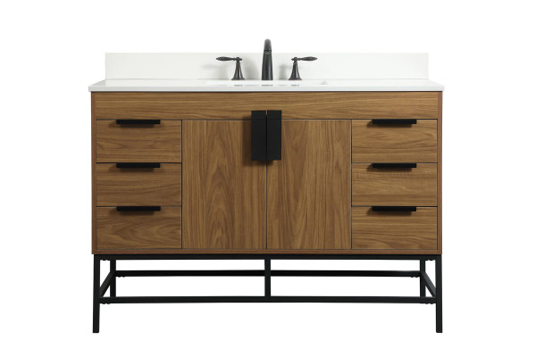 Kitchen And Bath 48 Inch Single Bathroom Vanity In Walnut Brown With Backsplash Vf488W48Wb Bs