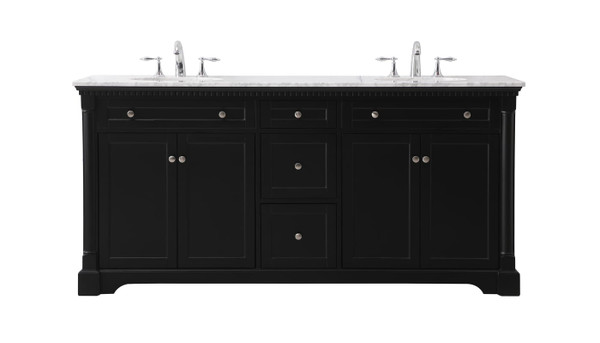 Kitchen And Bath 72 Inch Double Bathroom Vanity Set In Black Vf53072Dbk