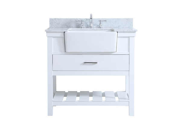 Kitchen And Bath 36 Inch Single Bathroom Vanity In White With Backsplash Vf60136Wh Bs