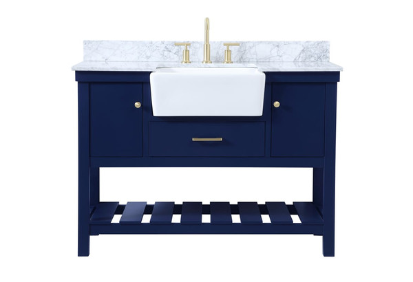 Kitchen And Bath 48 Inch Single Bathroom Vanity In Blue With Backsplash Vf60148Bl Bs