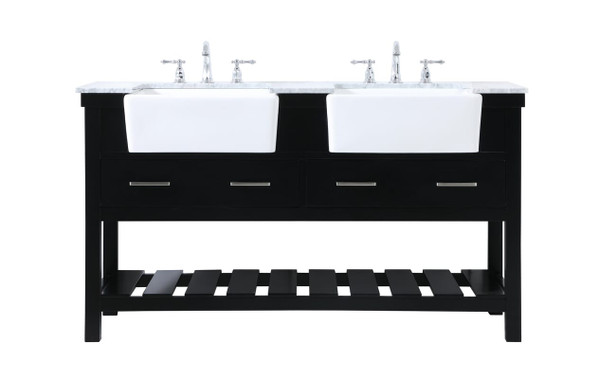 Kitchen And Bath 60 Inch Double Bathroom Vanity In Black Vf60160Dbk