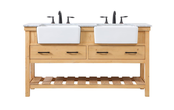 Kitchen And Bath 60 Inch Double Bathroom Vanity In Natural Wood Vf60160Dnw
