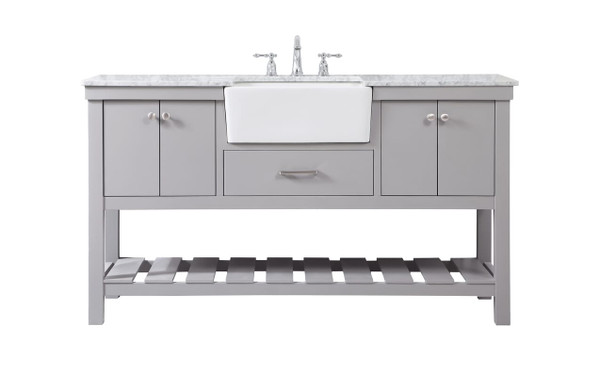 Kitchen And Bath 60 Inch Single Bathroom Vanity In Grey Vf60160Gr