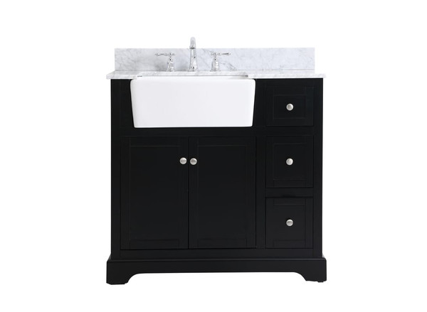 Kitchen And Bath 36 Inch Single Bathroom Vanity In Black With Backsplash Vf60236Bk Bs
