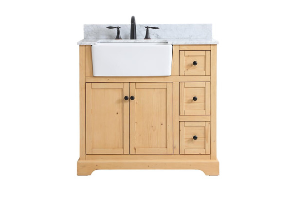 Kitchen And Bath 36 Inch Single Bathroom Vanity In Natural Wood With Backsplash Vf60236Nw Bs