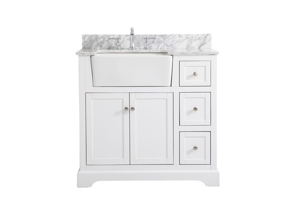 Kitchen And Bath 36 Inch Single Bathroom Vanity In White With Backsplash Vf60236Wh Bs