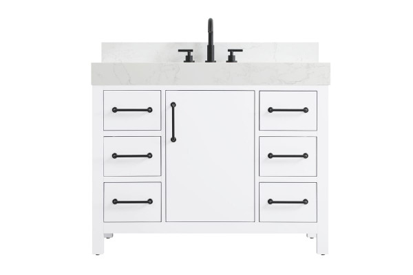 Kitchen And Bath Vanity Cabinet 1Dr 6Dw 42 W X 22 D X 34 H Whitew Bs Vf60642Wh Bs
