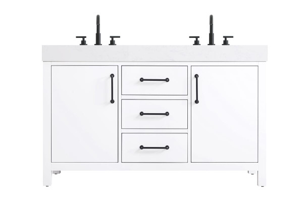 Kitchen And Bath Vanity Cabinet 2Dr 3Dw 54 W X 22 D X 34 H White Vf60654Dwh