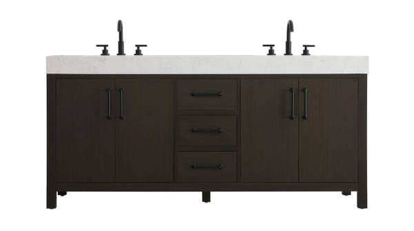 Kitchen And Bath Vanity Cabinet 4Dr 3Dw 72 W X 22 D X 34 H Mocha Brown Vf60672Dmmb
