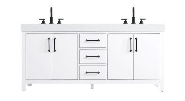 Kitchen And Bath Vanity Cabinet 4Dr 3Dw 72 W X 22 D X 34 H White Vf60672Dwh