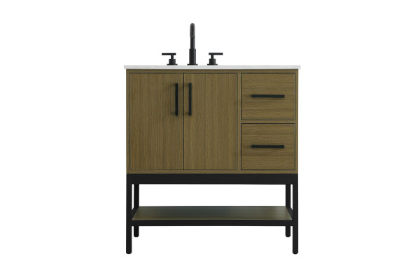 Kitchen And Bath Vanity Cabinet 2Dr2Dw 32 X22 X34 Chestnut Brown Vf60732Mcb