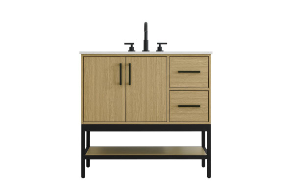 Kitchen And Bath Vanity Cabinet 2Dr2Dw 36 X22 X34 Honey Brown Vf60736Mhb