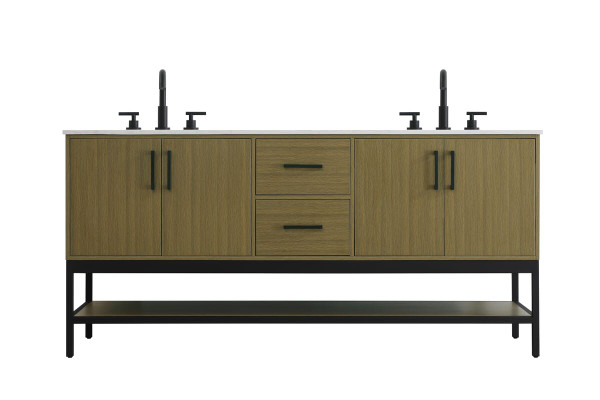 Kitchen And Bath Vanity Cabinet 4Dr2Dw 72 X22 X34 Chestnut Brown Vf60772Dmcb