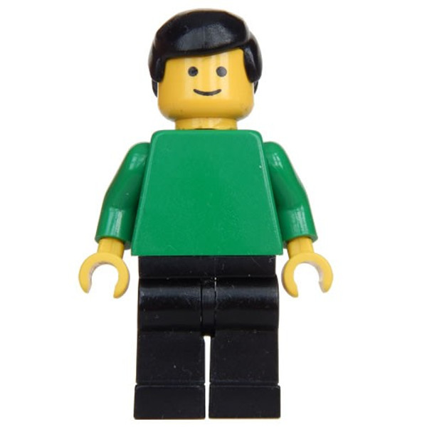 Lego Plain Green Torso With Green Arms Black Legs Black Male Hair Pln091