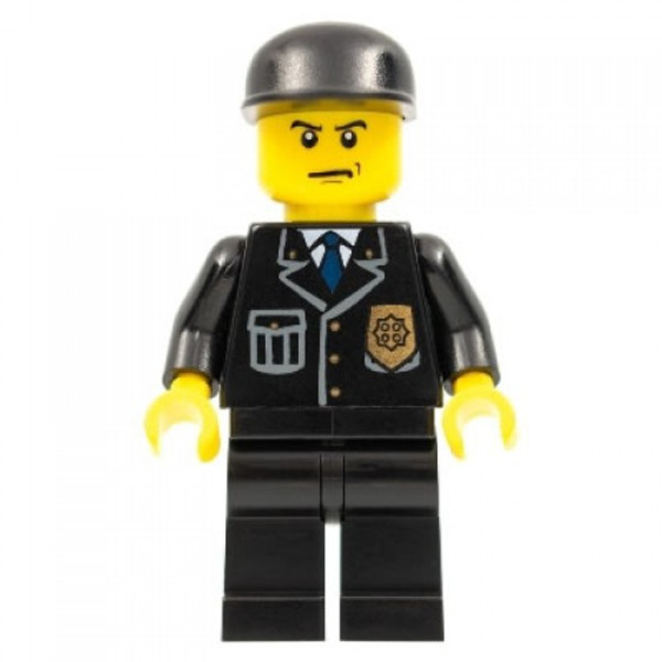 Lego Police City Suit With Blue Tie And Badge Black Legs Black Cap Cty067