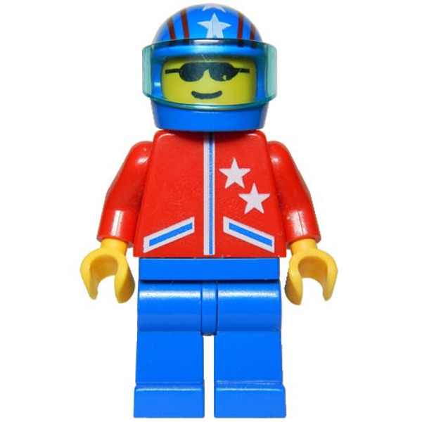 Lego Jacket 2 Stars Red Blue Legs Blue Helmet 4 Stars And Stripes Trans Light Blue Visor Jstr005