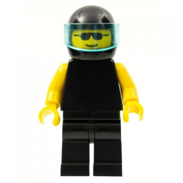 Lego Plain Black Torso With Yellow Arms Black Legs Sunglasses Black Helmet Trans Light Blue Visor Pln011