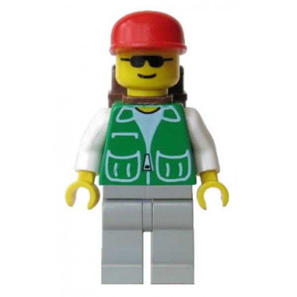 Lego Jacket Green With 2 Large Pockets Light Gray Legs Red Cap And Brown Backpack Trn029