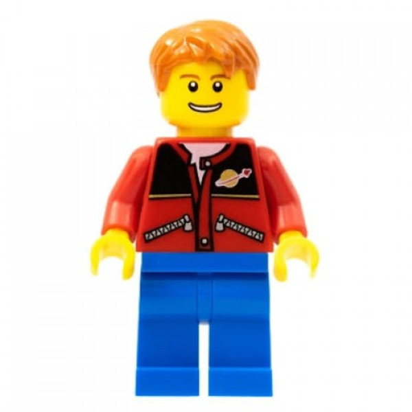 Lego Red Jacket With Zipper Pockets And Classic Space Logo Blue Legs Dark Orange Short Tousled Hair Twn097