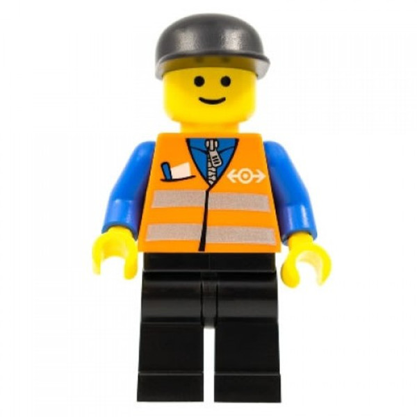 Lego Orange Vest With Safety Stripes Black Legs Black Cap Trn147