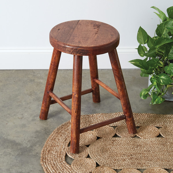 Vintage-Inspired Polished Wooden Stool 370406 By CTW 1