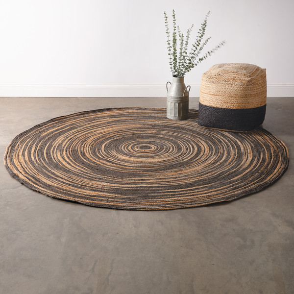 Natural And Black Swirl Jute Rug 510569 By CTW 1