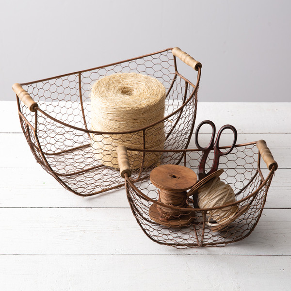 Set Of Two Copper Finish Scoop Baskets 770559 By CTW 1