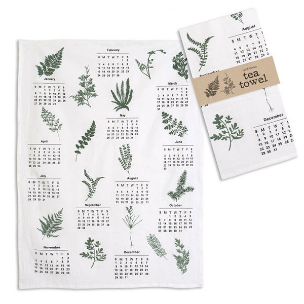 Greenery Calendar Tea Towel - Pack Of 4 780057 By CTW 1