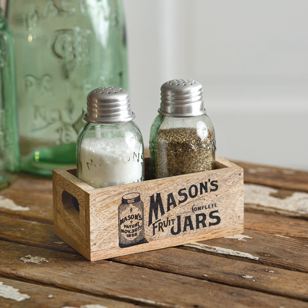Mason'S Jars Wooden Salt & Pepper Caddy - Pack Of 2 860395 By CTW 1