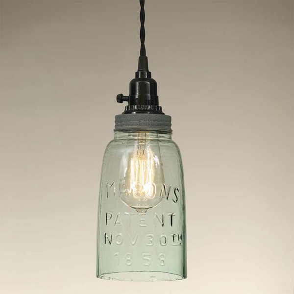 Half Gallon Open Bottom Mason Jar Pendant Lamp - Barn Roof 930054T By CTW