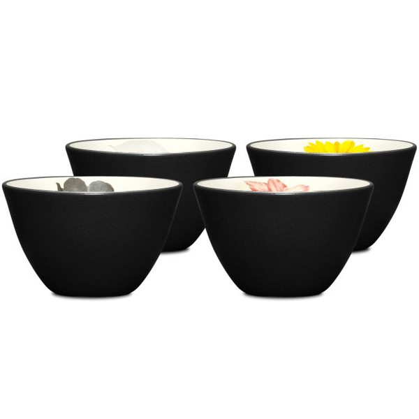 Colorwave Graphite Set Of 4 Floral Mini Bowls, 4", 8 Oz. 8034-576D By Noritake