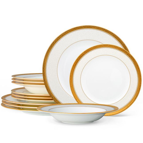 Odessa Gold 12-Piece Dinnerware Set, Service For 4 4874-12H By Noritake