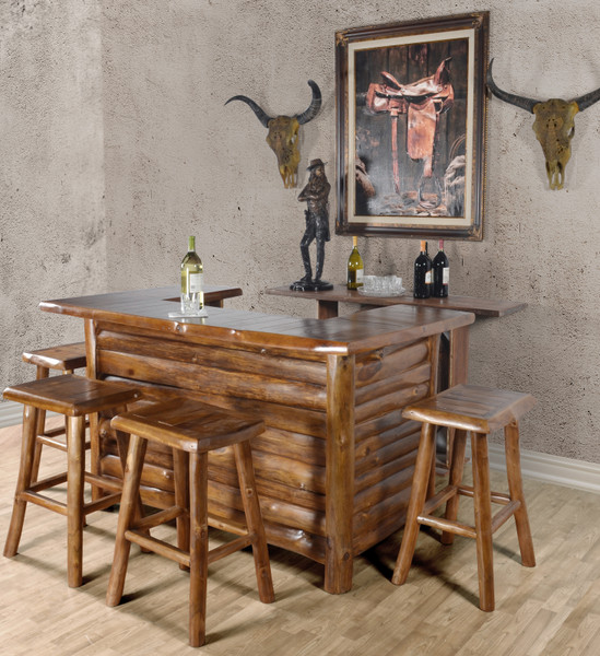 Outdoor Rustic Western Teak Wood Natural Bar Set Of 5 Dining Pub Game Room 10573671 By AFD