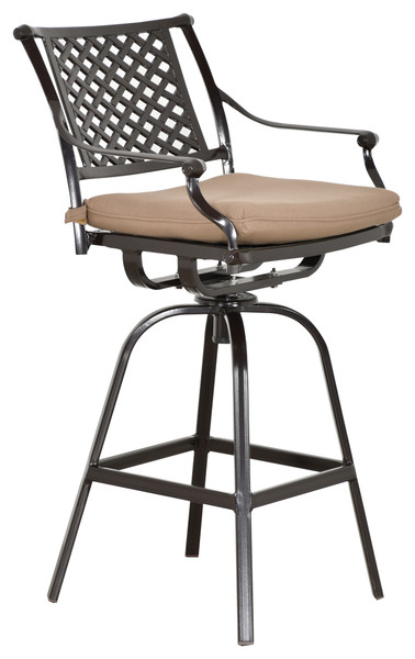 Savannah Barstool Outdoor, Swivel Seat, Cast Aluminum, Bridgeton Moore, Sumbrella, Patio, Furniture 11232085 By AFD